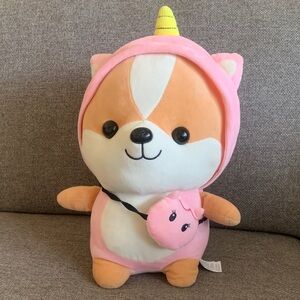 15” Corgi Shiba Inu Dog Plush Stuffed Animal in Unicorn Outfit